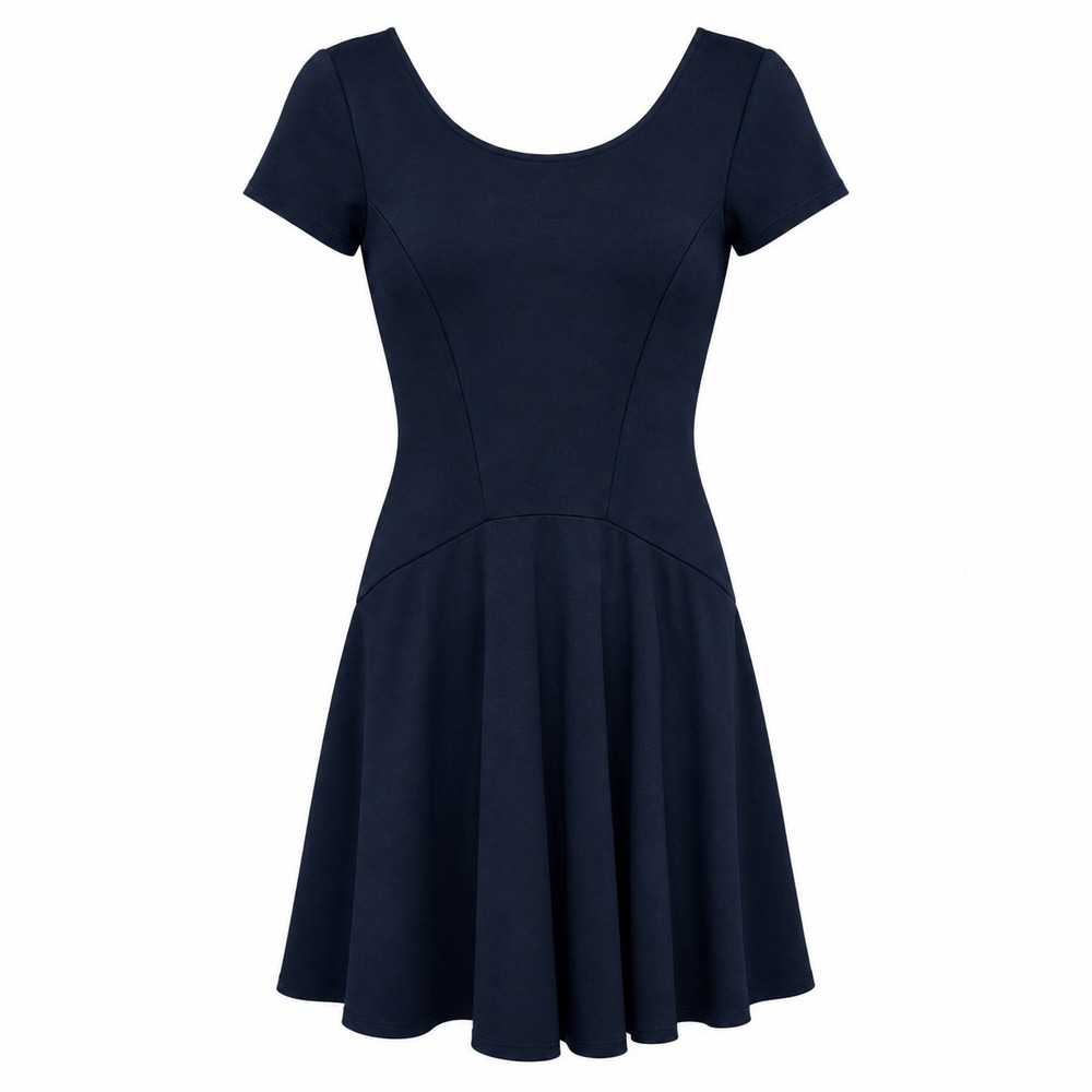 New York & Company Black Cotton Fit and Flare Dress Short Sleeve Medium NWT